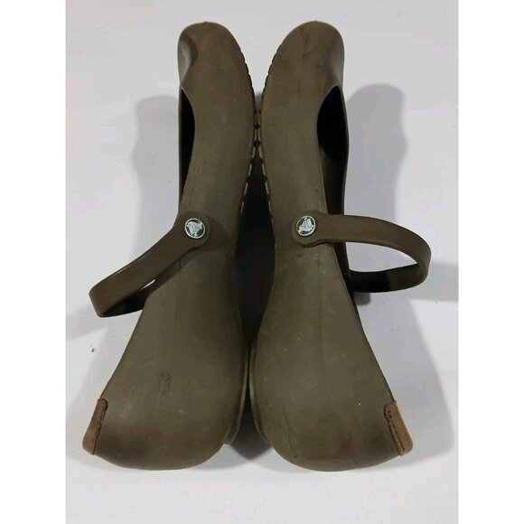 Crocs Alice Mary Jane Work Sandals Size 10 Brown Slip On - Picture 4 of 9